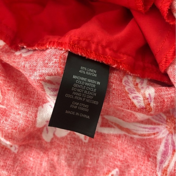 Joie High Rise Linen Red Tropical Floral Shorts sz 10 - Picture 2 of 6